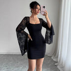 The Lace Bell-Sleeve Mini