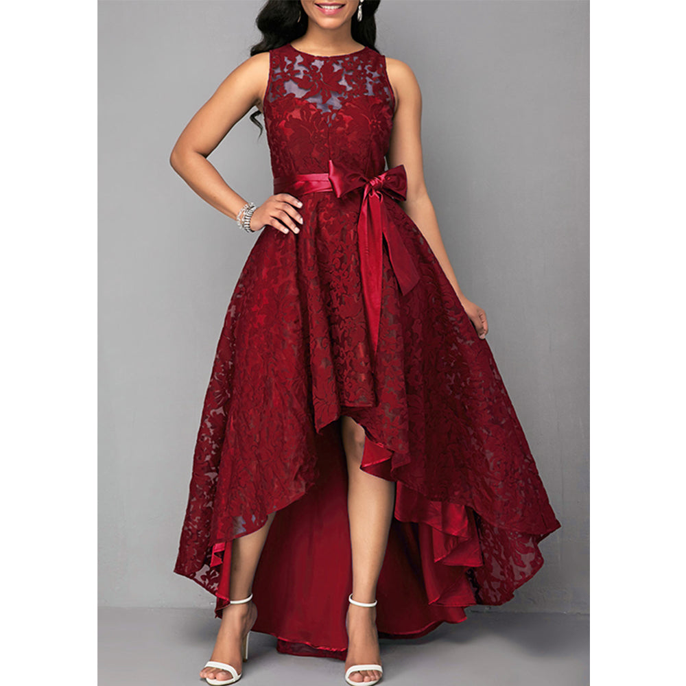 The Raised-Lace Asymmetric Dress