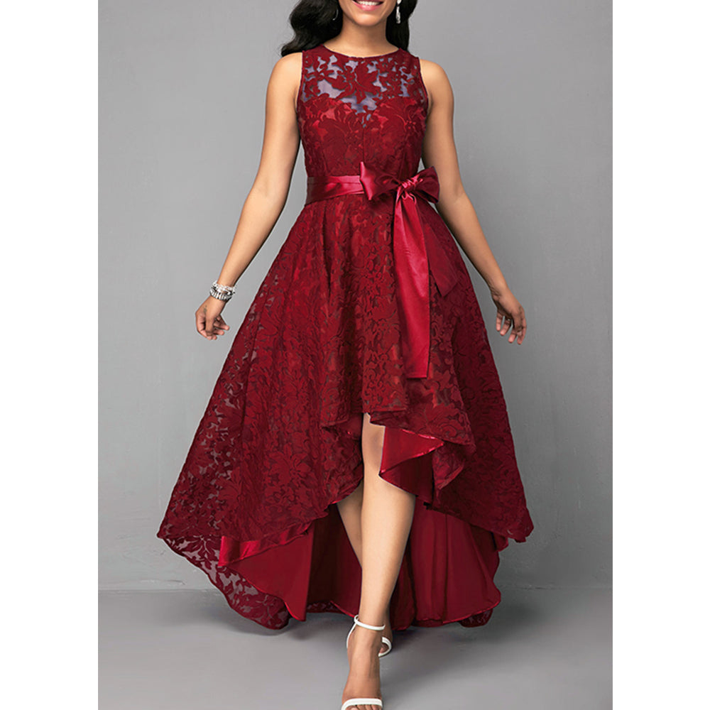 The Raised-Lace Asymmetric Dress