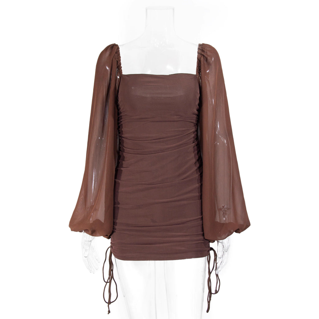 The Pleated Square-Neck Mini