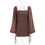 The Pleated Square-Neck Mini