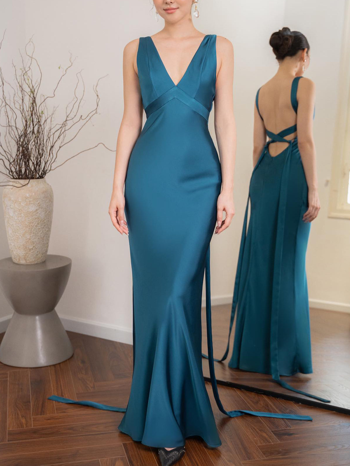 The Azure Open-Back Gown