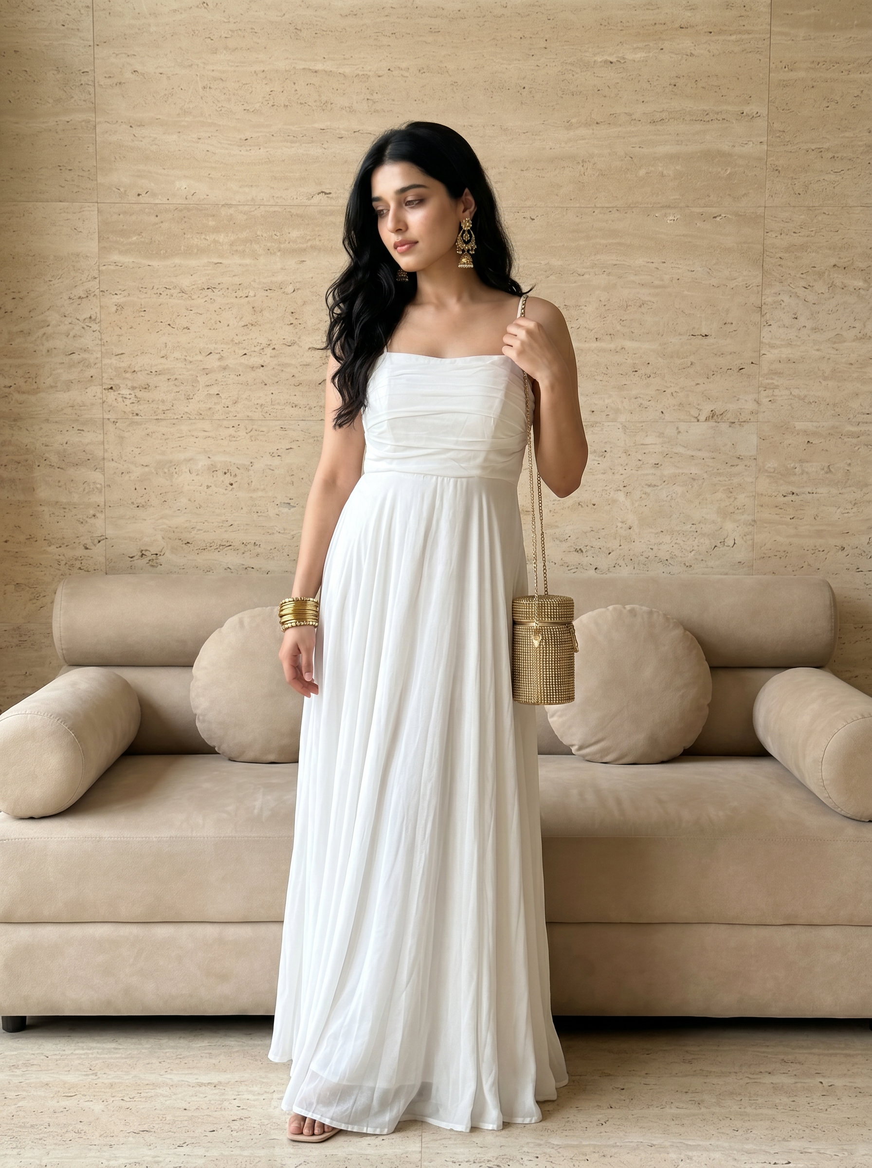 The Alabaster Sculpted Silhouette | Minimalist White Summer Dress