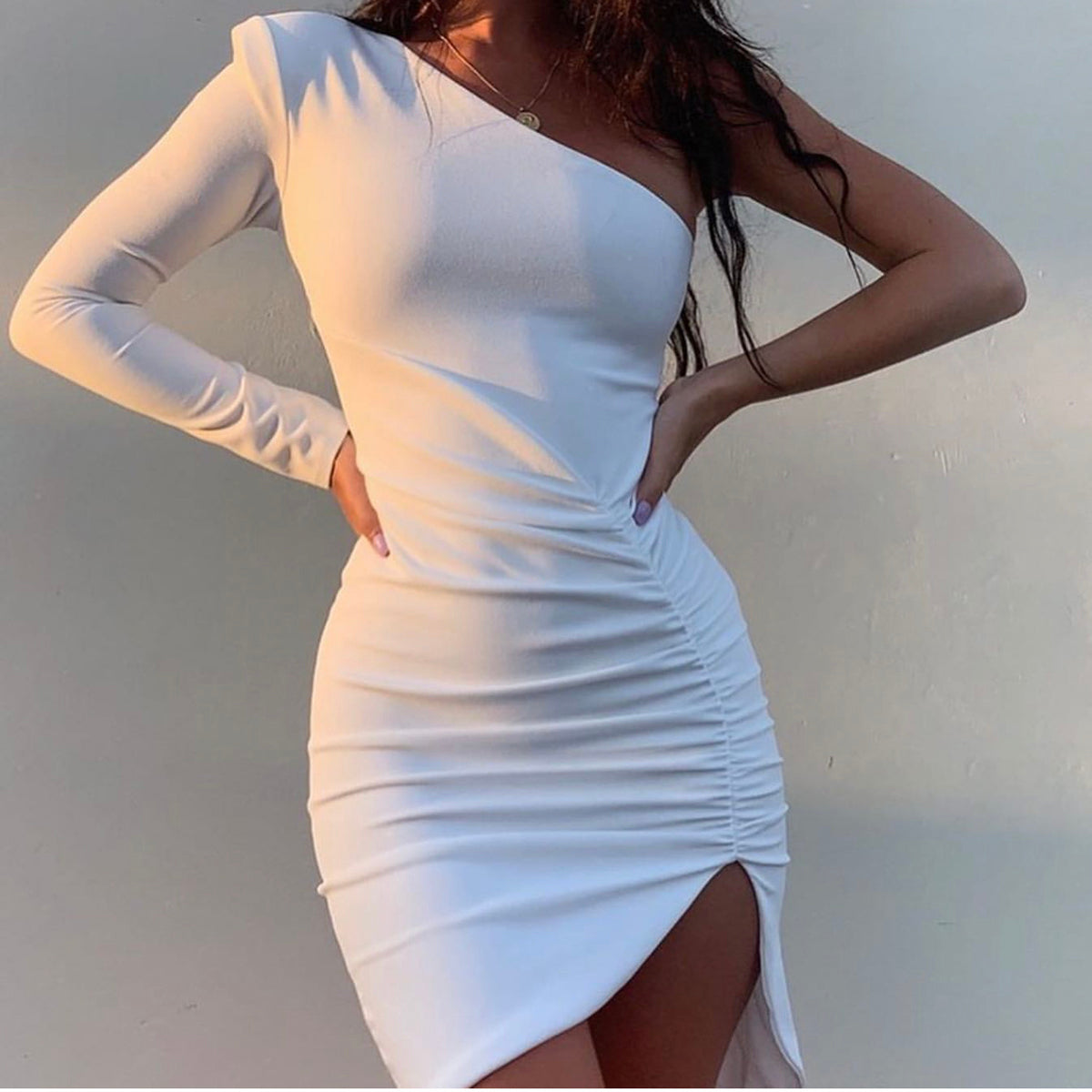 The Asymmetric Ruched Midi